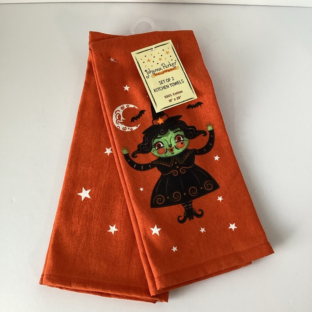JOHANNA PARKER: 2 piece orange witch kitchen towels set